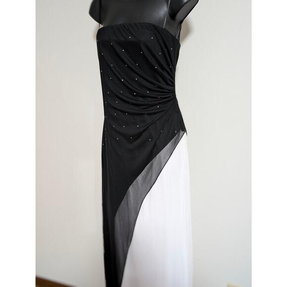 B.Smart Black White Y2K Strapless Evening Dance Formal Prom Dress 9 10 Medium - Picture 2 of 4